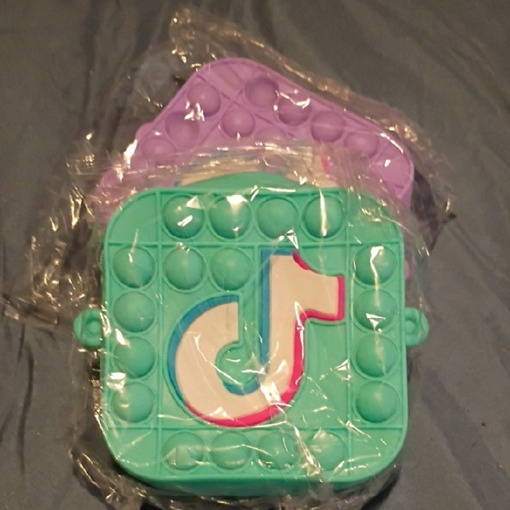 Square Silicone Pop-It Sensory Bag - Teal and Purple